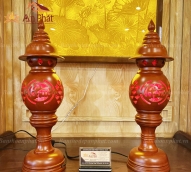 Đèn thờ điện bằng gỗ họa tiết chữ Phúc đẹp mẫu DT807