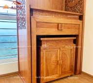 Mẫu bàn thờ đứng tủ thờ chung cư hiện đại gỗ hương đá BTD2028