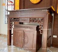 Phòng thờ đẹp gia tiên gỗ gụ sang trọng BTD2059