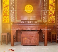 Mẫu không gian phòng thờ đẹp gỗ hương đá KGT329