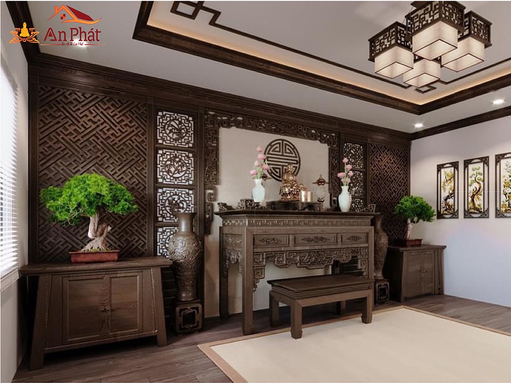 Phòng thờ gia tiên đẹp mẫu KGT323