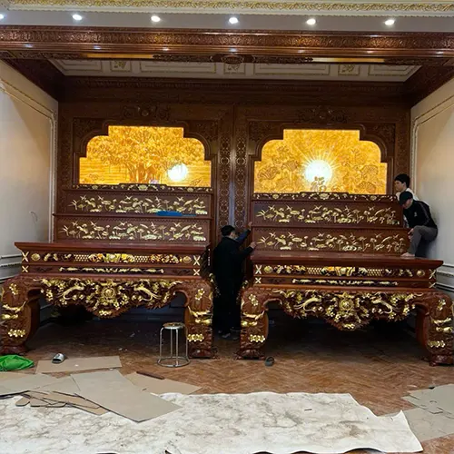 Không Gian Thờ Phật Và Gia Tiên Cao Cấp KGT421