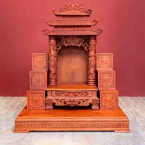 Bàn Thờ Thần Tài Thổ Địa Gỗ Hương 3 Mái TT875