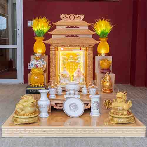 Bàn Thần Tài Ông Địa Đồ Thờ Trắng Hoa Sen TT894