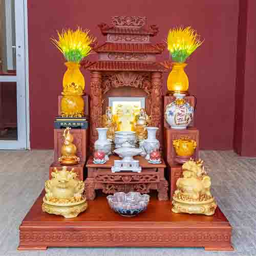 Bàn Thờ Thần Tài Thổ Địa Gỗ Hương Đủ Đồ Thờ TT902