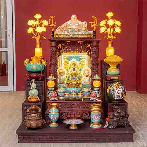 Ban Thần Tài Ông Địa Gỗ Hương Đồ Thờ Nhập Khẩu TT905